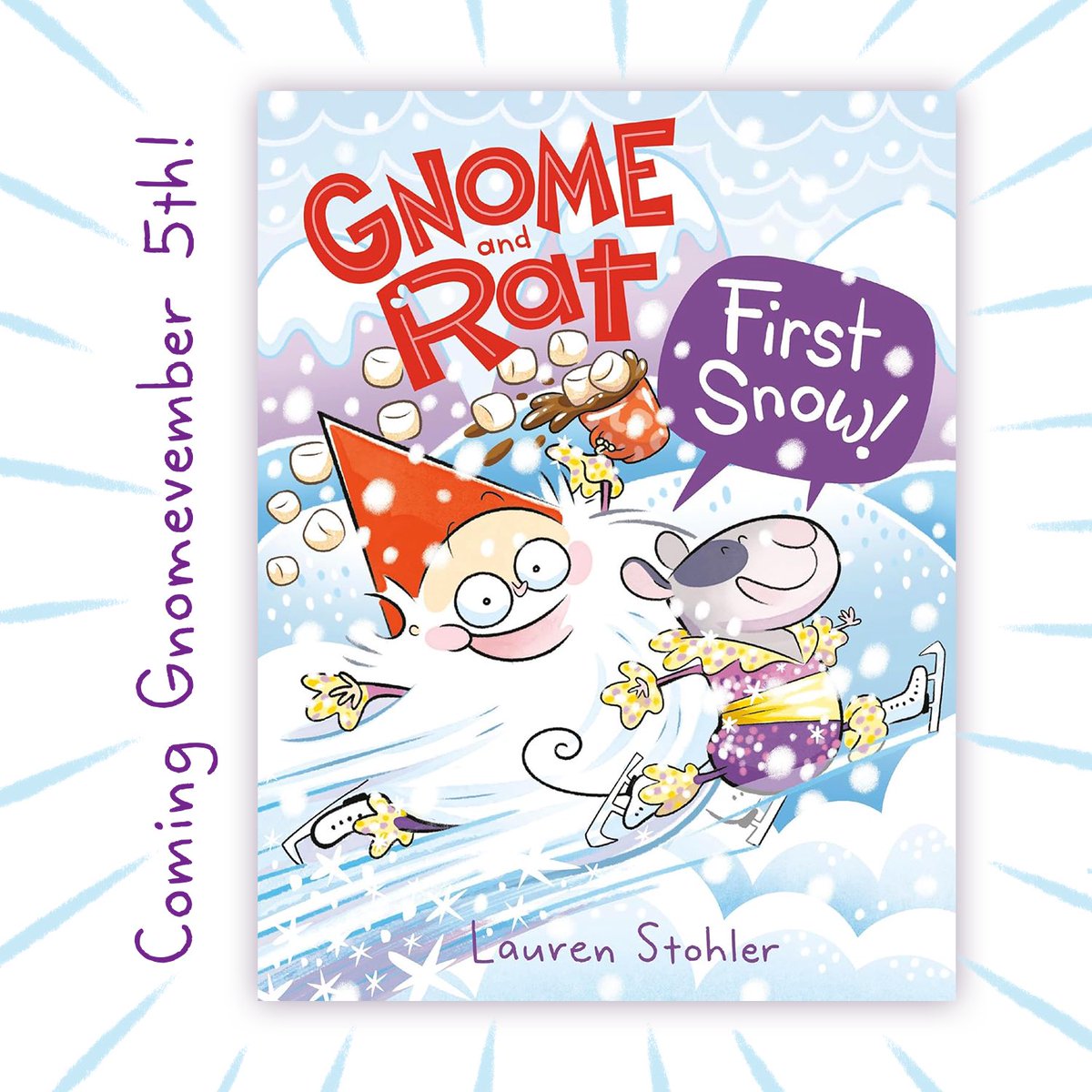 I make a themed sticker for every #GnomeAndRat book. For book #3, I was really torn…

Bowling squirrels?
Mail-delivery skunk?
Esther?

But I think ice dancing was a safe choice.

GNOME AND RAT: FIRST SNOW! publishes on Gnomevember 5th!

rhcbooks.com/books/704324/g…