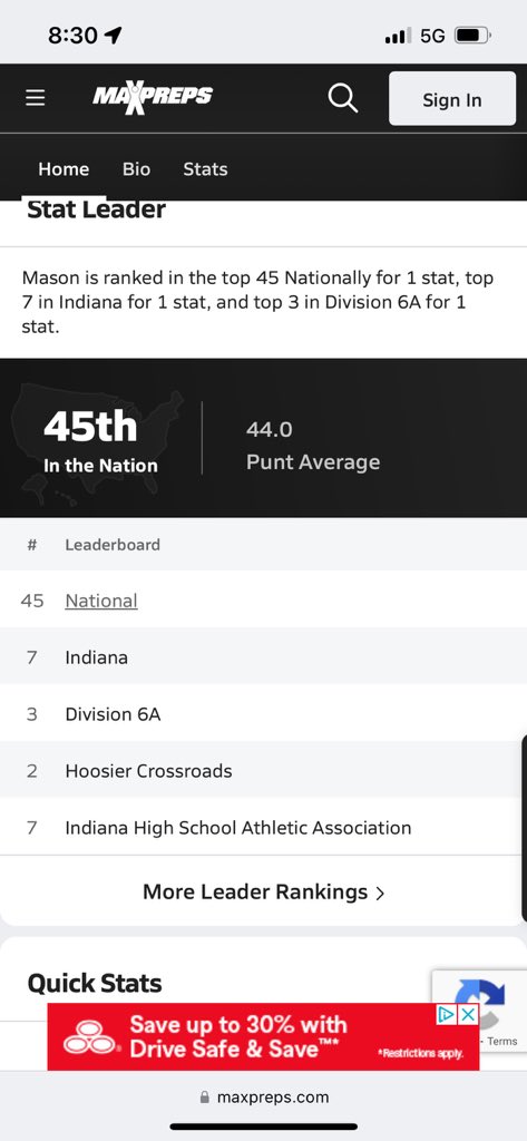 MPresits's tweet photo. I’m blessed to be ranked the #45th punter in the nation @MaxPreps @NoblesvilleFB @SWiltfong_ @IndianaPreps @IndyWeOutHere https://t.co/h2ChJLJFJb