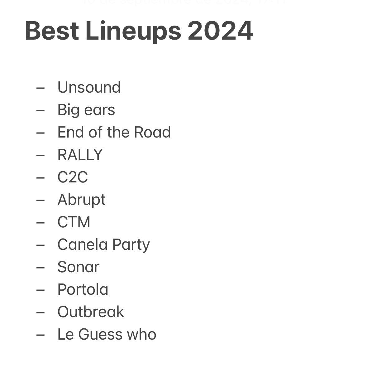 me aburría así que he hecho una selección de los mejores lineups de este año (opinión 100% personal)