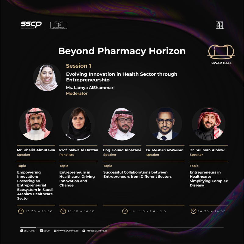 SSCP_KSA's tweet photo. Join us at the “Beyond Pharmacy Horizon” sessions.  Where you can broaden your horizons and discover new opportunities, at #SSCP24

Register Now 🔗| https://t.co/77TKUfUwNc