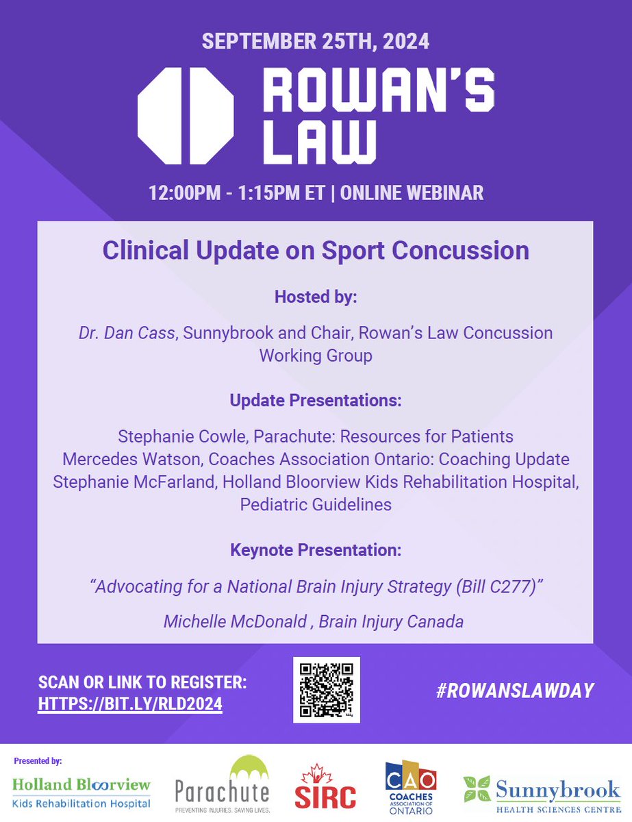 parachutecanada's tweet image. Join us for the annual update on sport-related concussion and their intersection with healthcare. Our Director, Knowledge Translation, @stephcowle will provide an update on #Concussion Resources for Parents. Register at us02web.zoom.us/webinar/regist… #ConcussionEd #CheckForConcussion