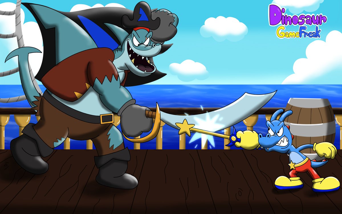 DinoGameFreak's tweet photo. Remade the drawing of Draco fighting Captain Jawfin.  Gotta say this is a massive improvement.
#DracotheDragon #anthro #anthroart #cartoon #CartoonArt #dragon #pirate #digitalart #ArtistOnTwitter https://t.co/uZEJ4JO2pm