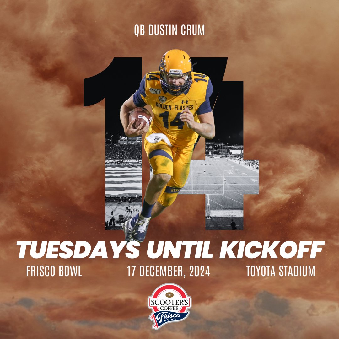 FriscoBowlGame's tweet photo. 14 Tuesdays Until The 2024 Scooter's Coffee Frisco Bowl!
🏈: Tuesday, December 17th
⏰: 8:00pm CT
📺: @espn
📍: @toyotastadium
#BowlSeason #FriscoTx #collegefootball #scooterscoffee #flashesfootball https://t.co/lUWOMyHVGF