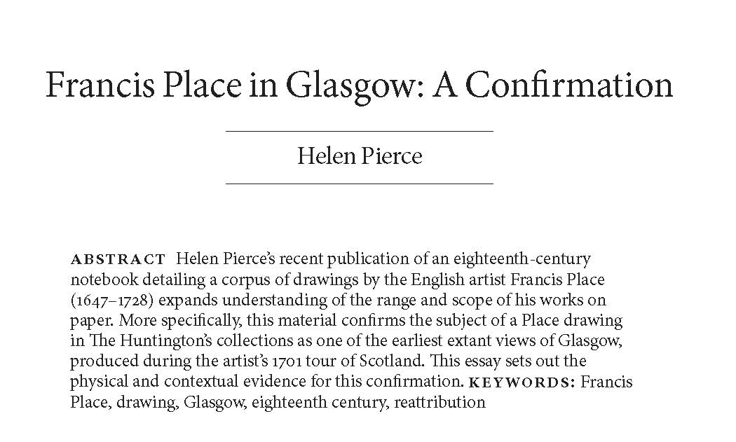 It's definitely #Glasgow! Helen Pierce's article on a Francis Place drawing of 1701, which confirms the subject as a view of the Merchant City, has been published in the #HuntingtonLibraryQuarterly 
muse.jhu.edu/issue/53154 
🖼️: <a href="/TheHuntington/">The Huntington</a>, Sir Bruce Ingram Collection
