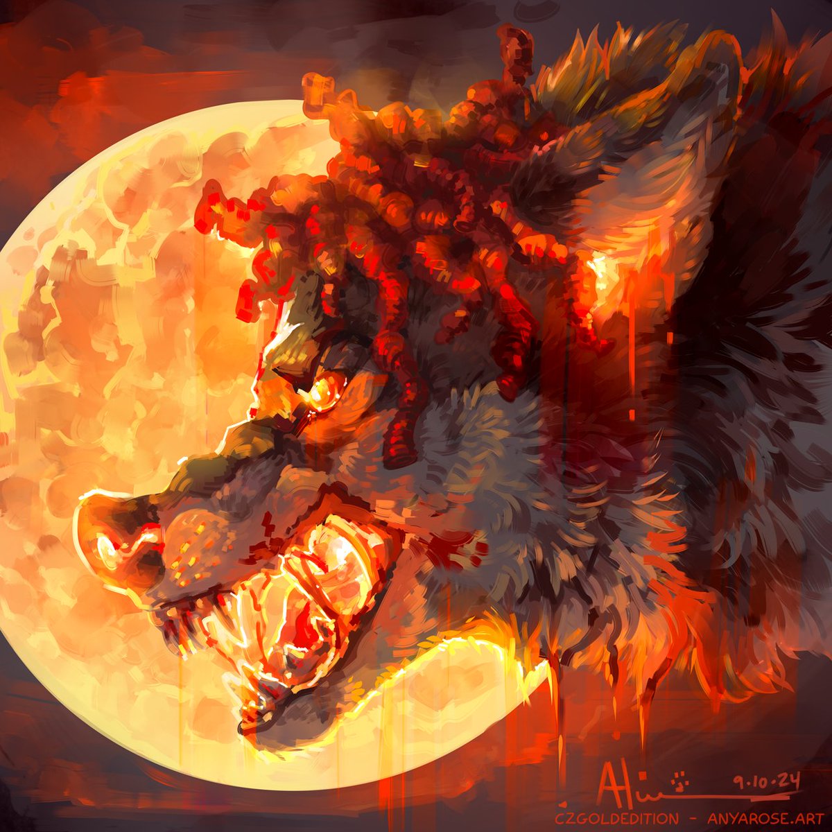 CZGoldEdition's tweet photo. The Blood Moon hangs low and ominous in the sharp autumn air~

I'm still open for Spooky Icon Portraits, my Sept-Oct special! Illuminate your characters with an eerie inner autumn glow for 65 Euro each, email anyarhueing@gmail.com with interest 🌕 https://t.co/9j5XBEwxRm