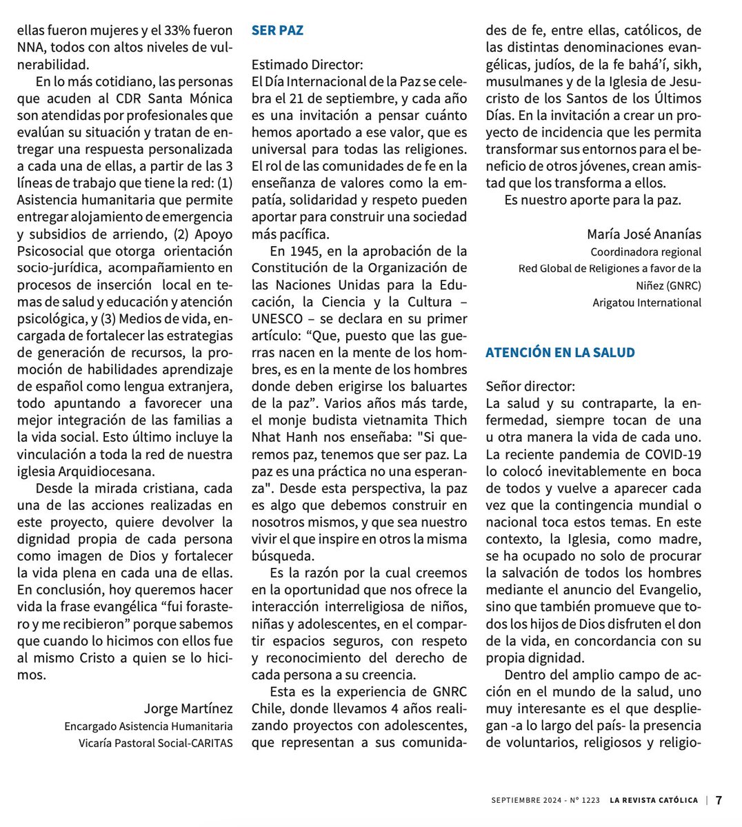 Jo Ananias (@jo_ananias) on Twitter photo Gracias por la invitación a ser parte de la edición de septiembre de La Revista Católica, para hablar de paz e interreligiosidad, desde el trabajo que realizamos en las oficinas e iniciativas de <a href="/ArigatouGNRC/">Global Network of Religions for Children</a> y <a href="/GNRC_Chile/">GNRC_Chile</a>
<a href="/ArigatouGeneva/">Arigatou International Geneva</a> <a href="/arigatou_ecp/">End Child Poverty</a> Gracias por la invitación a ser parte de la edición de septiembre de La Revista Católica, para hablar de paz e interreligiosidad, desde el trabajo que realizamos en las oficinas e iniciativas de <a href="/ArigatouGNRC/">Global Network of Religions for Children</a> y <a href="/GNRC_Chile/">GNRC_Chile</a>
<a href="/ArigatouGeneva/">Arigatou International Geneva</a> <a href="/arigatou_ecp/">End Child Poverty</a>