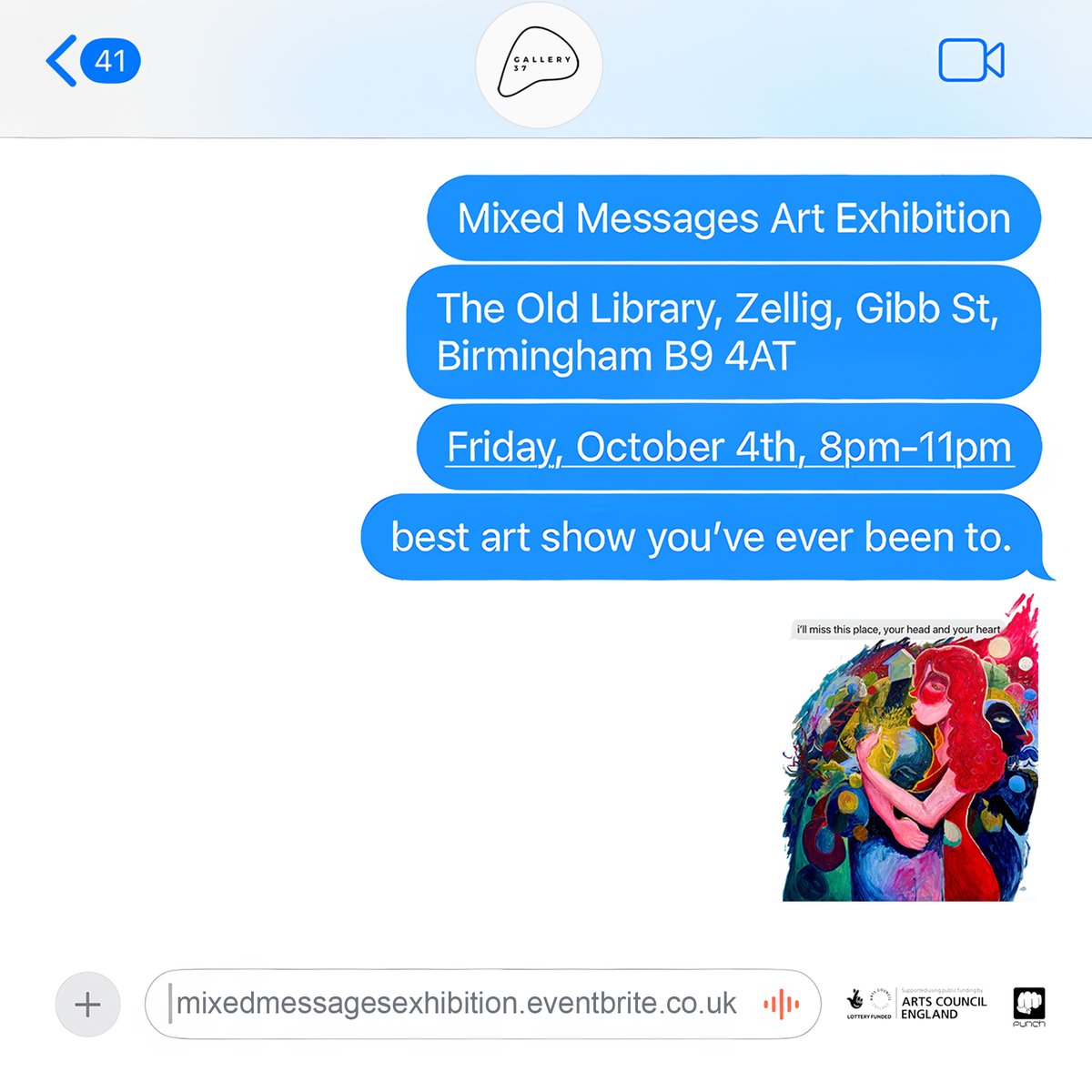 Our first Gallery37 Commission to take place is ‘Mixed Messages’

It launches this October with an exclusive one-day exhibition during Digbeth First Friday, and will explore themes of mental health and the complexities of intimate relationships

🎟️ eventbrite.co.uk/e/mixed-messag…