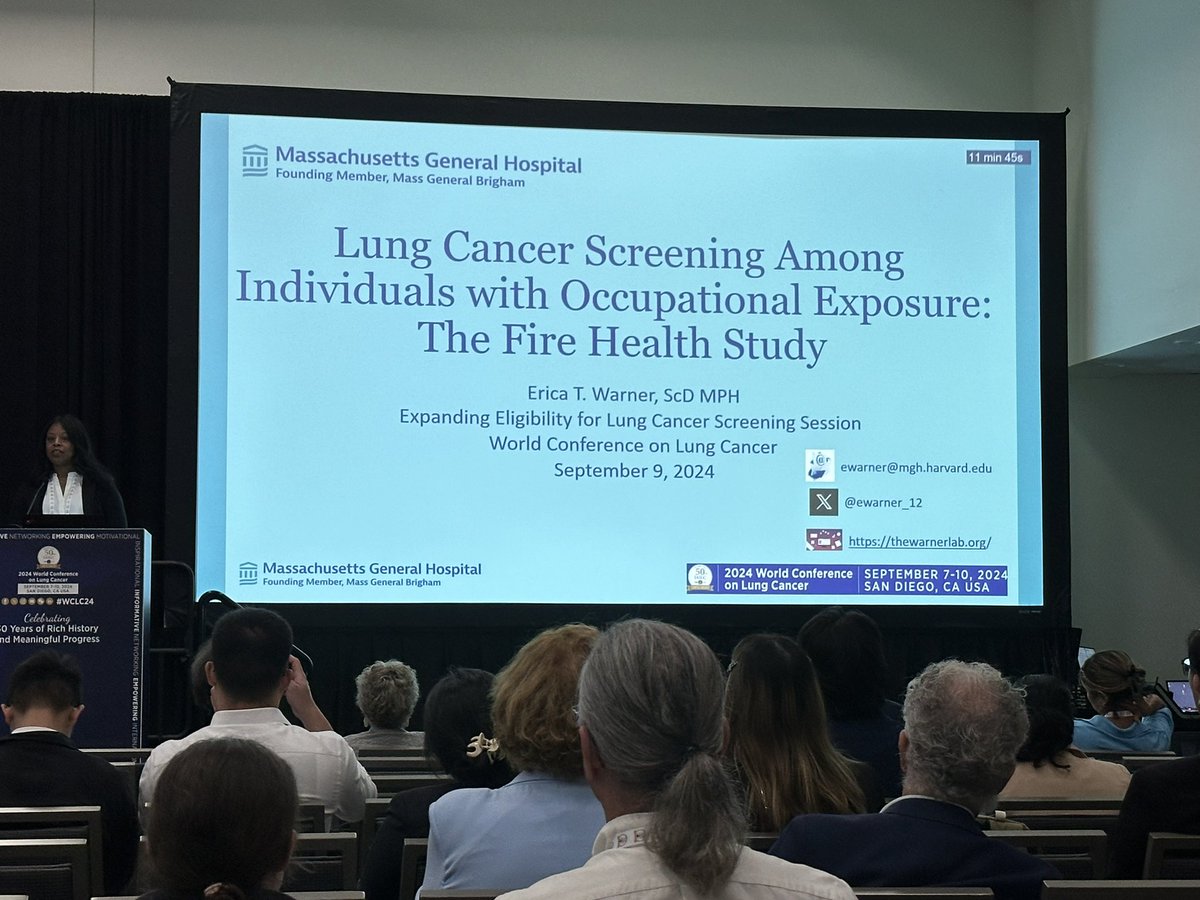 Lecia Sequist, MD, MPH (@leciasequist) on Twitter photo Really exciting to watch <a href="/ewarner_12/">Erica Warner, ScD</a> present the initial results from the MGH FireHealthStudy.org at #wclc24 👏🏽 Stay tuned to hear more soon! Also, we are looking for firefighters diagnosed with lung cancer to enroll - please refer such people to our website 💕 Really exciting to watch <a href="/ewarner_12/">Erica Warner, ScD</a> present the initial results from the MGH FireHealthStudy.org at #wclc24 👏🏽 Stay tuned to hear more soon! Also, we are looking for firefighters diagnosed with lung cancer to enroll - please refer such people to our website 💕