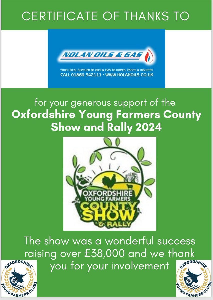 £38,000!!!

We received a fantastic email this morning from Oxfordshire Young Farmers telling us the local County Show and Rally recently held in Bucknell, raised a staggering £38,000!

A great achievement!

#backbritishfarming #supportlocal #familybusiness