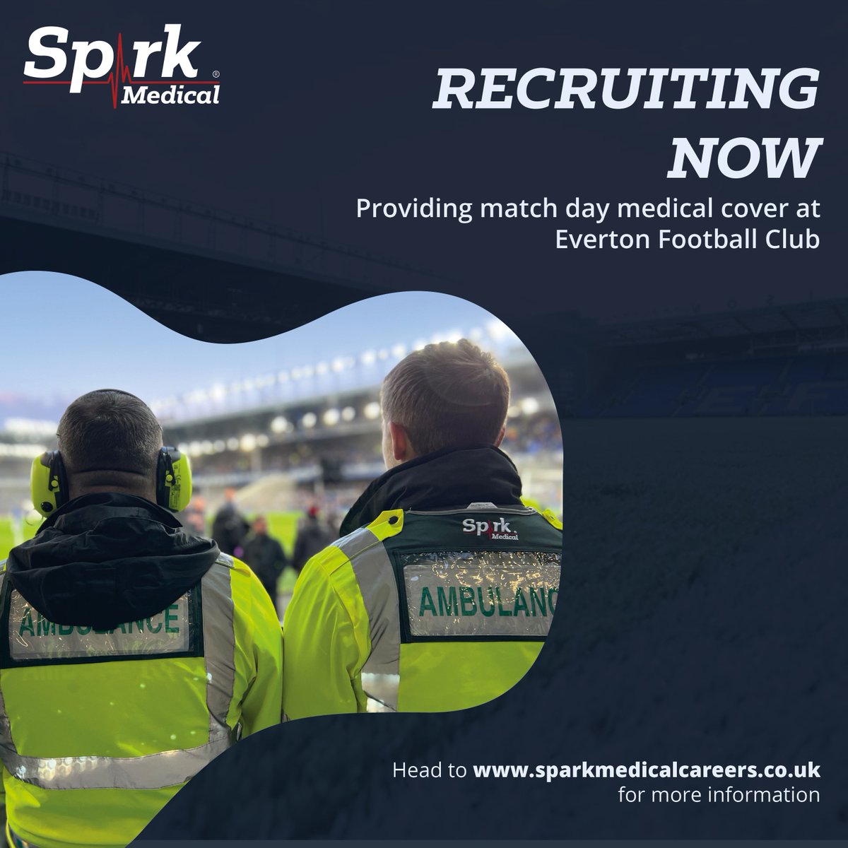 Spark Medical is actively recruiting first responders for Everton Football Club. Join a critical team dedicated to public safety and well-being. #FirstResponders #EvertonFC #JobPosting #Liverpool

🌐 visit bit.ly/3AZt71L to apply, or 📞 0151 808 0770 for more information