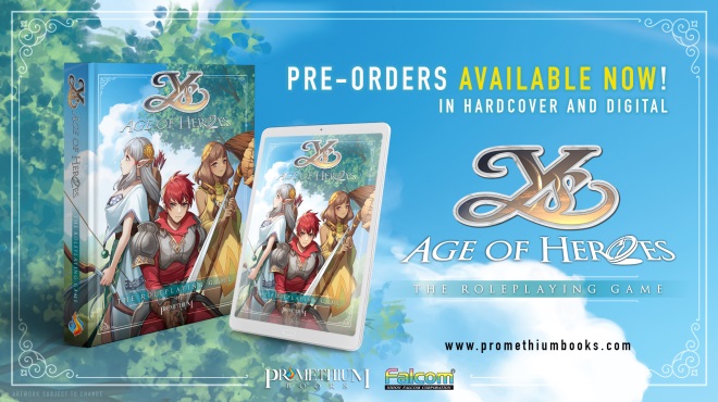 PromethiumBooks's tweet image. Ys - Age of Heroes NOW available for preorder from your favorite bookseller or from Barnes and Noble! Free PDF with every preorder! Available on everywhere Oct 1st!

barnesandnoble.com/w/ys-age-of-he…

#Ys #PromethiumBooks #TimeForAdventure #nihonfalcom #TTRPG @nihonfalcom @DigitalEmelas