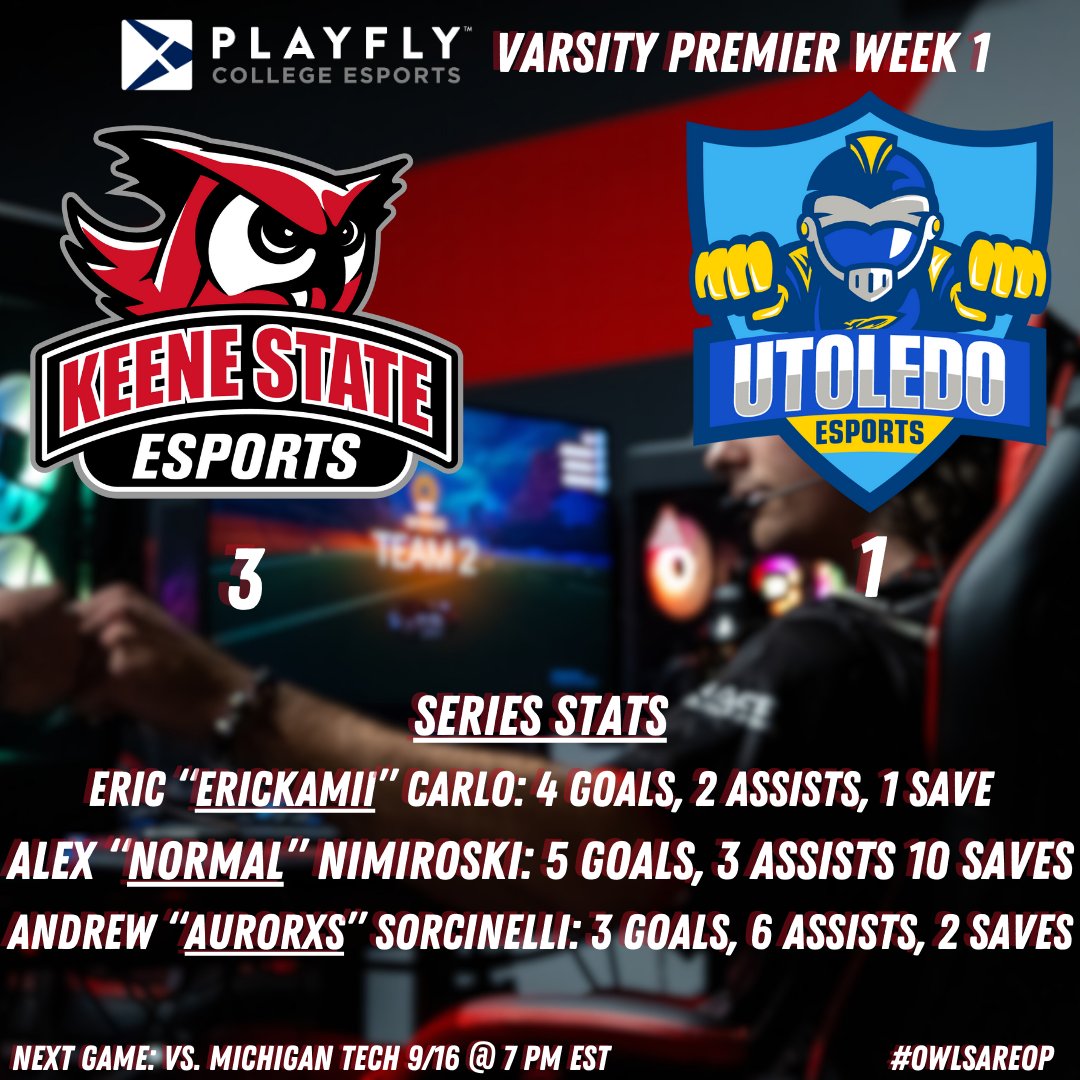 KSC_Esports's tweet photo. Nest DEFENDED. Varsity Rocket League takes down UToledo in a 3-1 series last night.

Next up: Varsity Rocket League vs. Michigan Tech Monday 9/16 @ 7 PM EST!

#OwlsAreOP🦉🦉 https://t.co/R9t30WwY1f