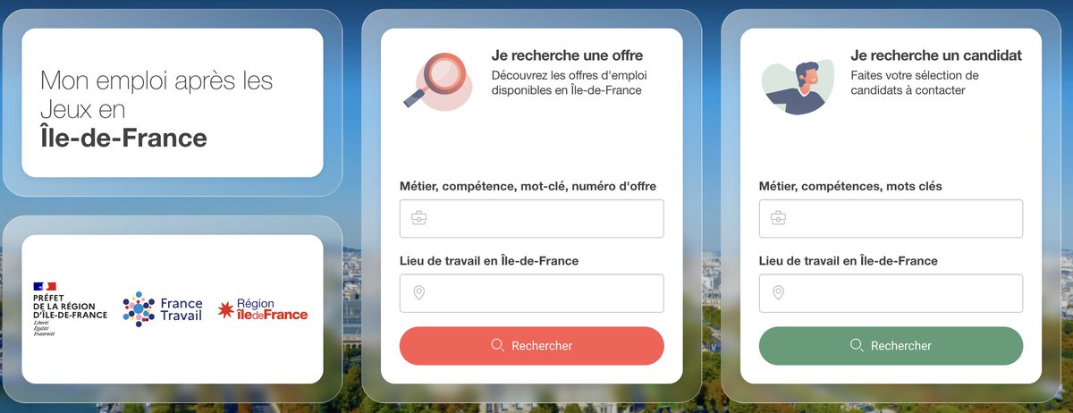 Paul Bazin (@paulbazin) on Twitter photo L'héritage de #Paris2024, c'est l'accès à l'emploi durable des 10aines de milliers de Franciliens mobilisés.
Pour cela <a href="/FTravail_IDF/">France Travail Île-de-France</a> <a href="/ildefrance/">Dick Ildefonso</a> <a href="/Prefet75_IDF/">Préfecture de la région d’Île-de-France</a> lancent la plateforme "Mon emploi après les Jeux en #IDF"
Déjà 10k+ offres. Merci aux partenaires & employeurs engagés! L'héritage de #Paris2024, c'est l'accès à l'emploi durable des 10aines de milliers de Franciliens mobilisés.
Pour cela <a href="/FTravail_IDF/">France Travail Île-de-France</a> <a href="/ildefrance/">Dick Ildefonso</a> <a href="/Prefet75_IDF/">Préfecture de la région d’Île-de-France</a> lancent la plateforme "Mon emploi après les Jeux en #IDF"
Déjà 10k+ offres. Merci aux partenaires & employeurs engagés!