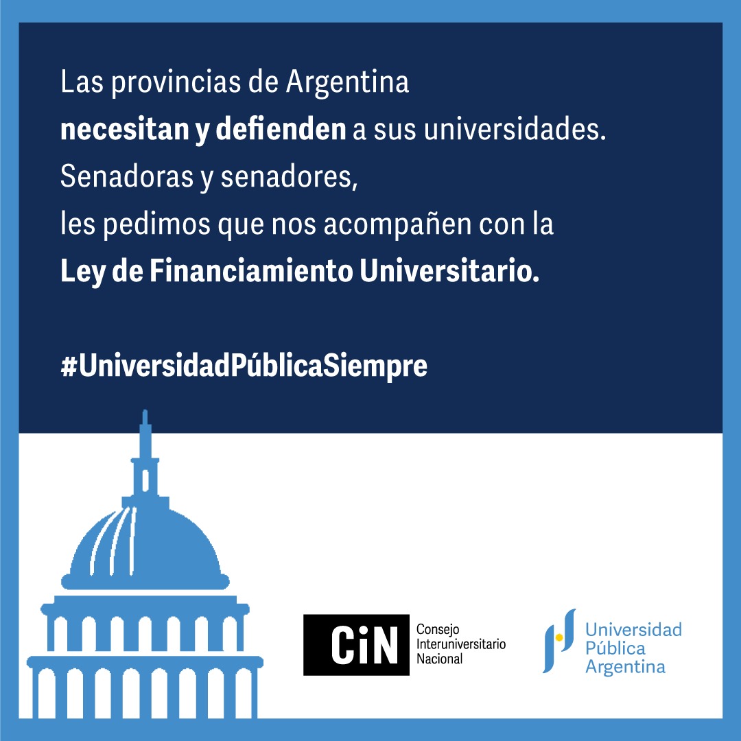 unsamoficial's tweet image. 🇦🇷 Las provincias de Argentina 𝗻𝗲𝗰𝗲𝘀𝗶𝘁𝗮𝗻 𝘆 𝗱𝗲𝗳𝗶𝗲𝗻𝗱𝗲𝗻 a sus universidades.

🎓 Senadoras y senadores, les pedimos que nos acompañen con la 𝗟𝗲𝘆 𝗱𝗲 𝗙𝗶𝗻𝗮𝗻𝗰𝗶𝗮𝗺𝗶𝗲𝗻𝘁𝗼 𝗨𝗻𝗶𝘃𝗲𝗿𝘀𝗶𝘁𝗮𝗿𝗶𝗼.

#UniversidadPúblicaSiempre