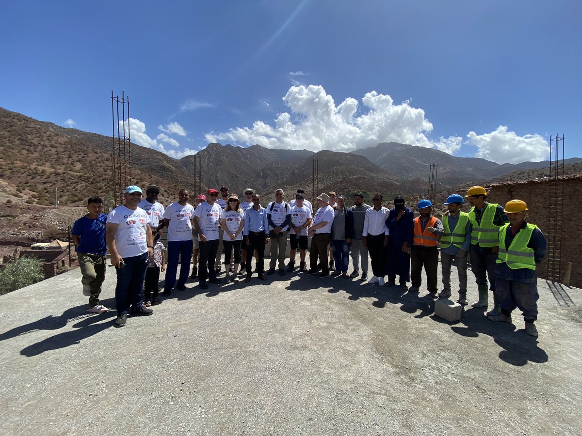 UKinMorocco's tweet photo. One year ago, @UK_ISAR_TEAM was deeply touched by the resilience of AL Haouz people and the solidarity of Moroccans. 
This year it is with honour that they are back visiting the region. And seeing the impact of🇬🇧🇲🇦communities working in partnership to support the recovery efforts https://t.co/rNaMJIzhCB