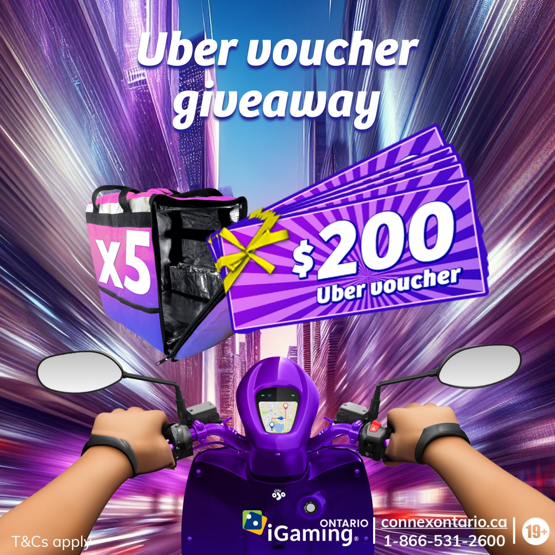 🛵🥠This month, 𝐅𝐈𝐕𝐄 𝐥𝐮𝐜𝐤𝐲 𝐩𝐥𝐚𝐲𝐞𝐫𝐬 𝐰𝐢𝐥𝐥 𝐞𝐚𝐜𝐡 𝐰𝐢𝐧 𝐚 $𝟐𝟎𝟎 𝐯𝐨𝐮𝐜𝐡𝐞𝐫 𝐟𝐨𝐫 𝐔𝐛𝐞𝐫 𝐚𝐧𝐝 𝐔𝐛𝐞𝐫𝐄𝐚𝐭𝐬! 🛵🥠⁣
⁣
Want a piece of the $1,000 prize pool for free rides and tasty takeaways? Just click the link and complete at least one entry