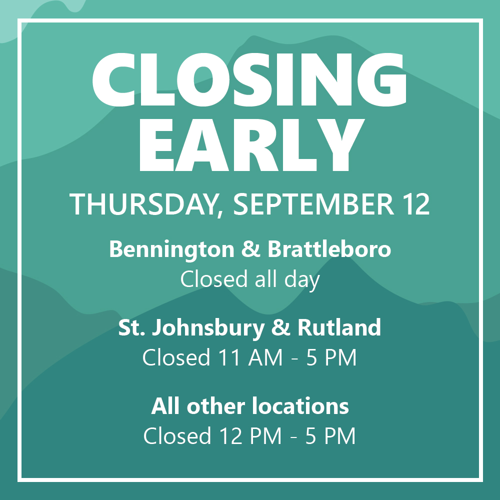 Our branches and offices will also close early on Thursday, September 12, as we take a few hours to recognize our team members for their efforts and achievements this year. Digital services and ATMs will remain available. 🏧