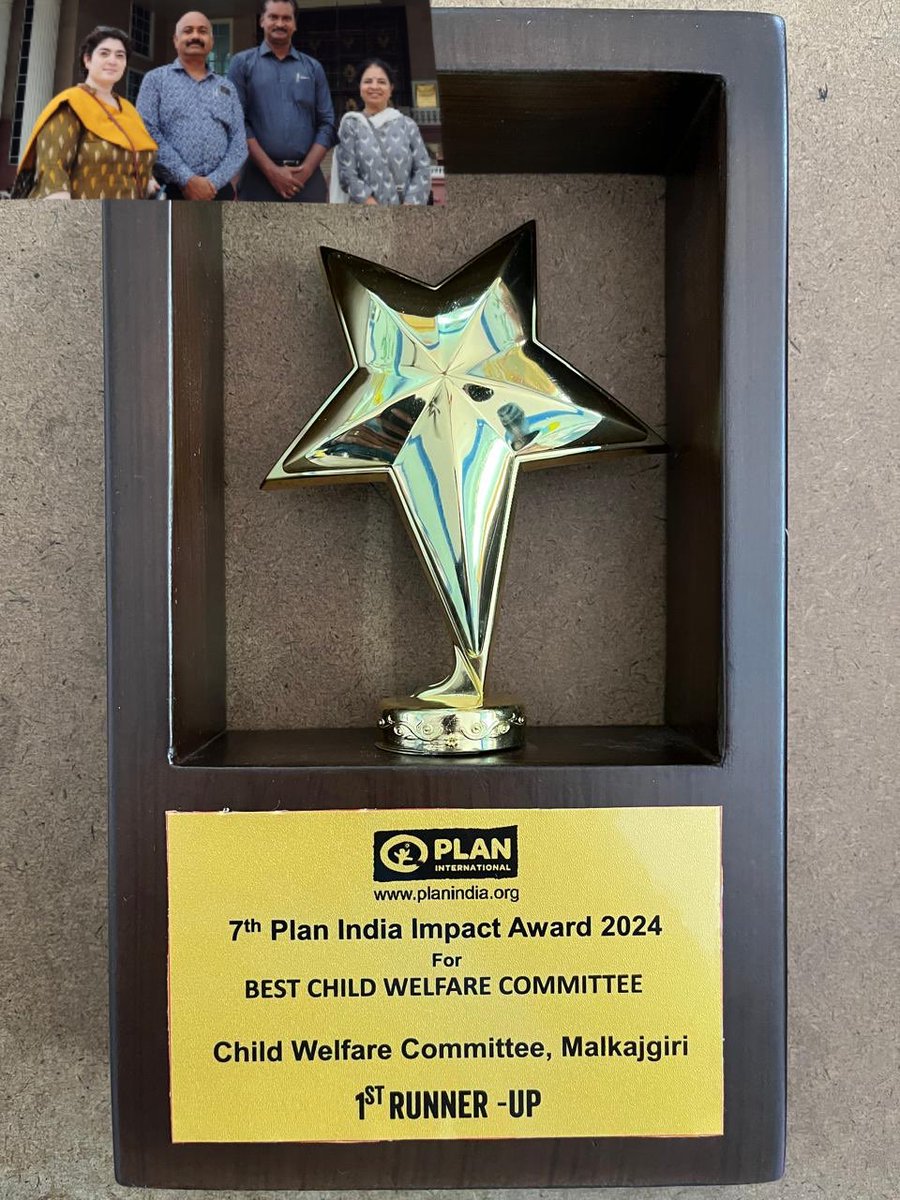 BharosaArchana's tweet photo. We were awarded the 1st runner-up for “Best Child Welfare Committee”Malkajgiri Telangana by plan India impact 2024. It’s national level award.@WCDTelangana @ACLB_Medchal @Collector_MDL @NCPCR_ @MinistryWCD @TelanganaCMO @Rukminiinsp . https://t.co/hBjkHLIqxc