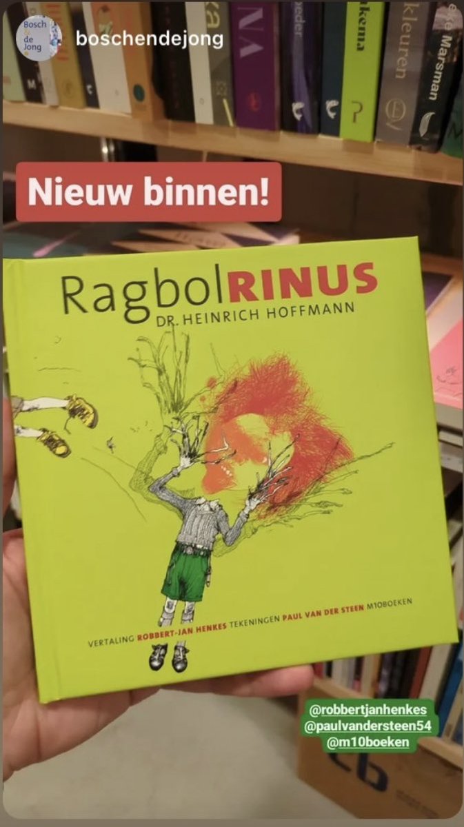 Ragbolrinus in de etalage van <a href="/lovinksboeken/">Boekhandel Lovink</a> <a href="/SomerenBoeken/">VanSomeren&TenBosch</a> <a href="/BoschendeJong/">Bosch&deJong</a> <a href="/RoelantsBoeken/">boekhandel Roelants</a>