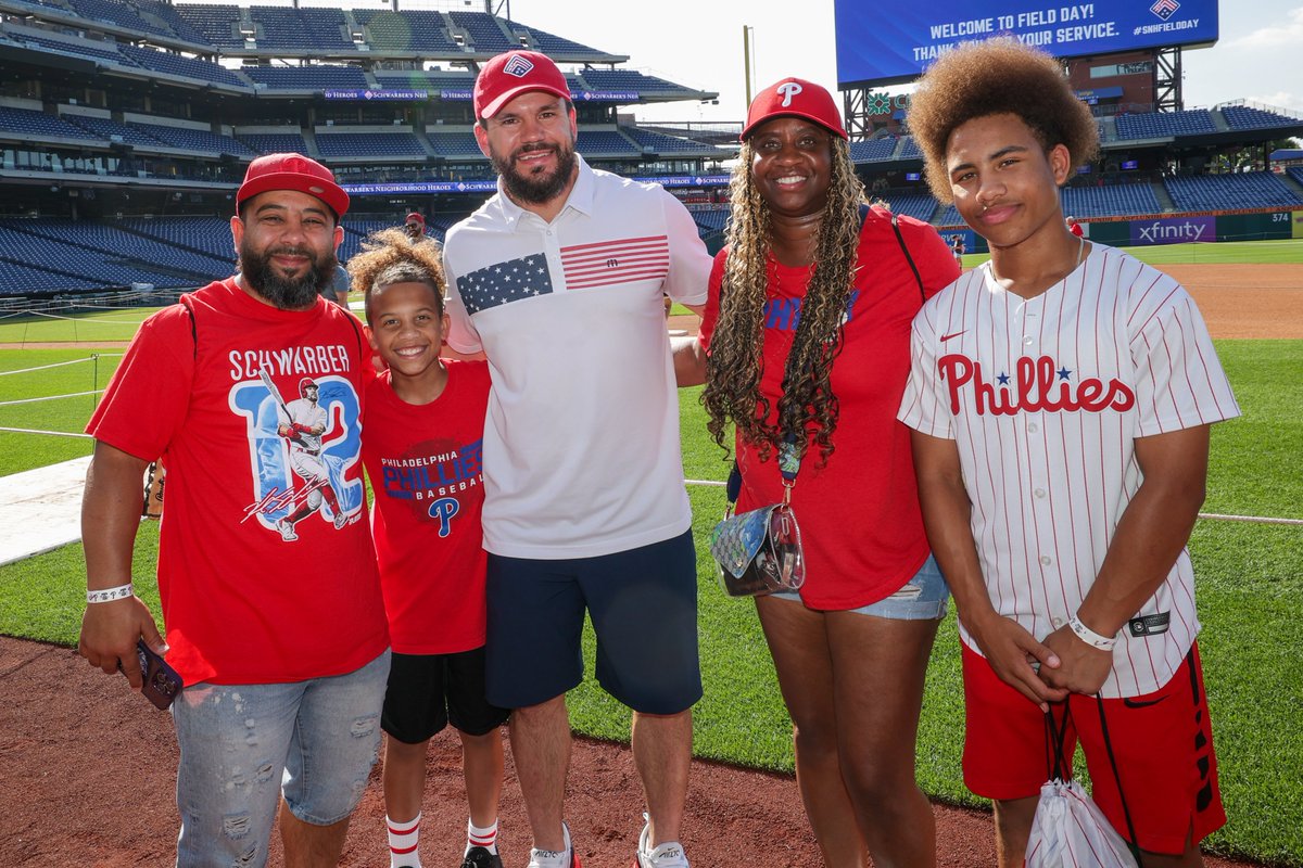 Phillies's tweet photo. Doing a good job on and off the field.

We're proud to support Schwarbs as our 2024 Roberto Clemente Award nominee for all the tremendous work he and Schwarber's Neighborhood Heroes do throughout our community ❤️

Vote for Kyle: https://t.co/rAHzZg5T00 https://t.co/HLWa1PyZni