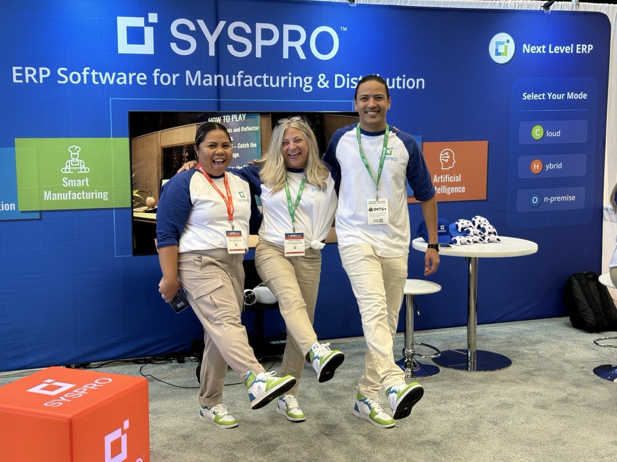 SYSPROAmericas's tweet photo. π Itβs Day 2 at #IMTS, and we're decked out in our #SYSPRO-best ready to show you the latest innovations in #ERP in booth 133260!
#IMTS2024 #SwagGoals #LevelUPwithSYSPRO | @IMTSchicago https://t.co/Tk77BHPCYE