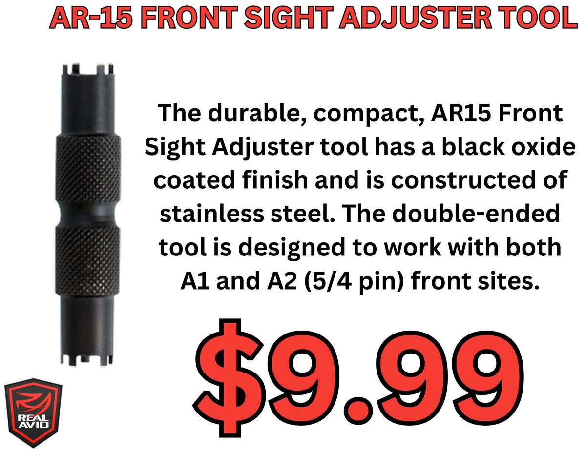 LivingstonGuns's tweet image. Real Avid’s Front Sight Adjuster is perfect for quick AR-15 adjustments! $9.99 for a compact, knurled tool that works on A1 &amp;amp; A2 sights. #RealAvid #AR15 #TheGunShop #LivingstonTN