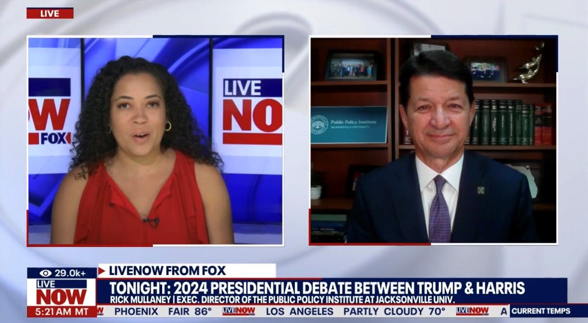 Vice President Kamala Harris and former President Donald Trump will meet for the first time face-to-face tonight for perhaps their only debate. Exec. Director Rick Mullaney joined LiveNOW from FOX <a href="/livenowfox/">LiveNOW from FOX</a>  to preview tonight's debate.
livenowfox.com/video/1514172