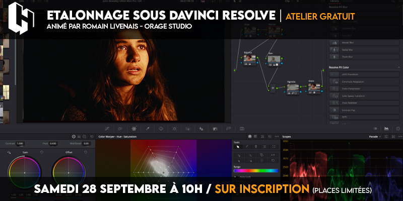 Le Festival propose un atelier sur l'étalonnage animé par Romain Livenais.
Sam. 28 sept. à 10h - C.S. du Planty à #Cholet
Pré-requis : avoir des bases de montage, venir avec son ordinateur et le logiciel installé.
Envoyez vos nom, prénom, tél. à atelier@hotmilk-festival.com