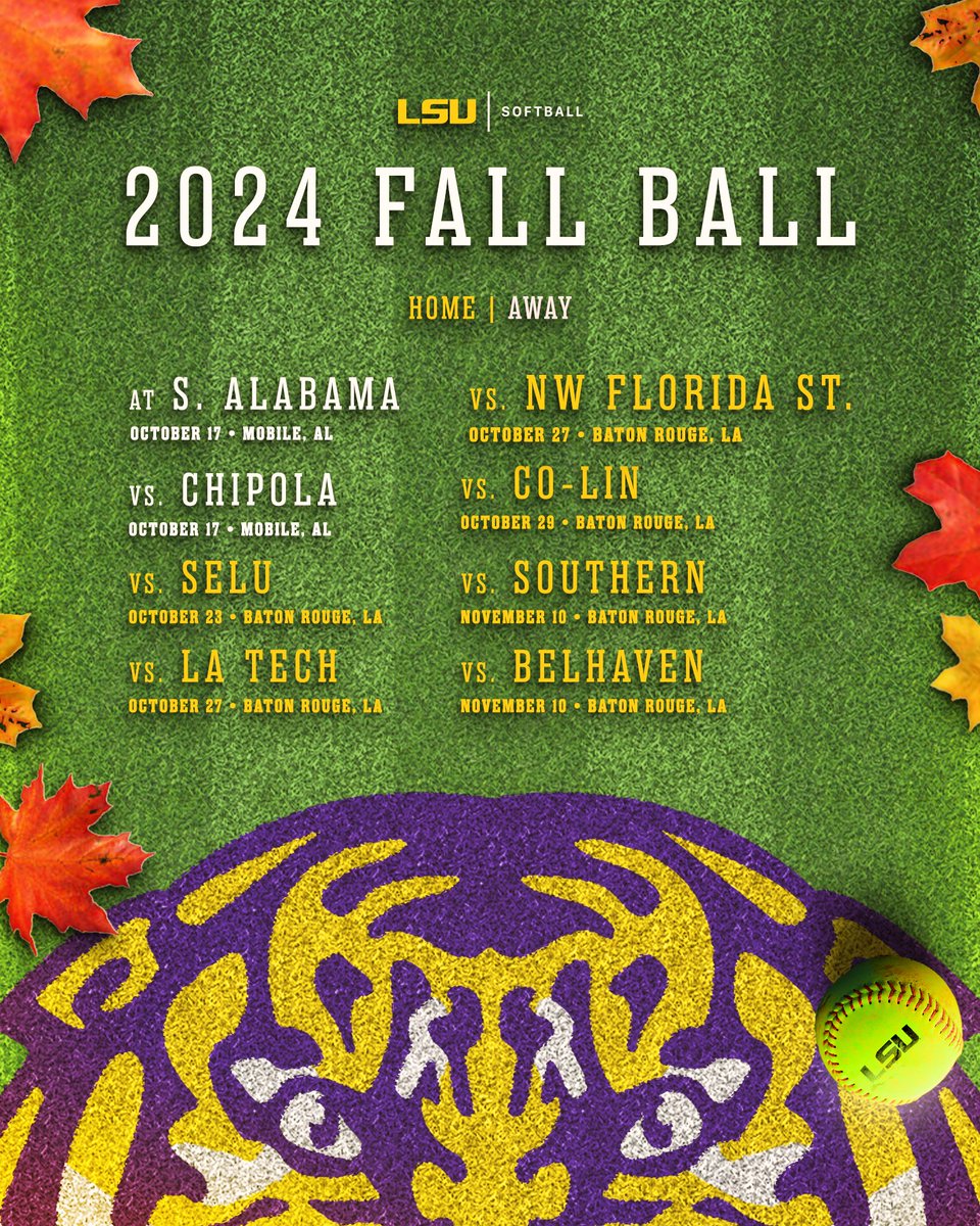 The fall schedule is out! 🍂

📄 lsul.su/3AYEeIe | #GeauxTigers