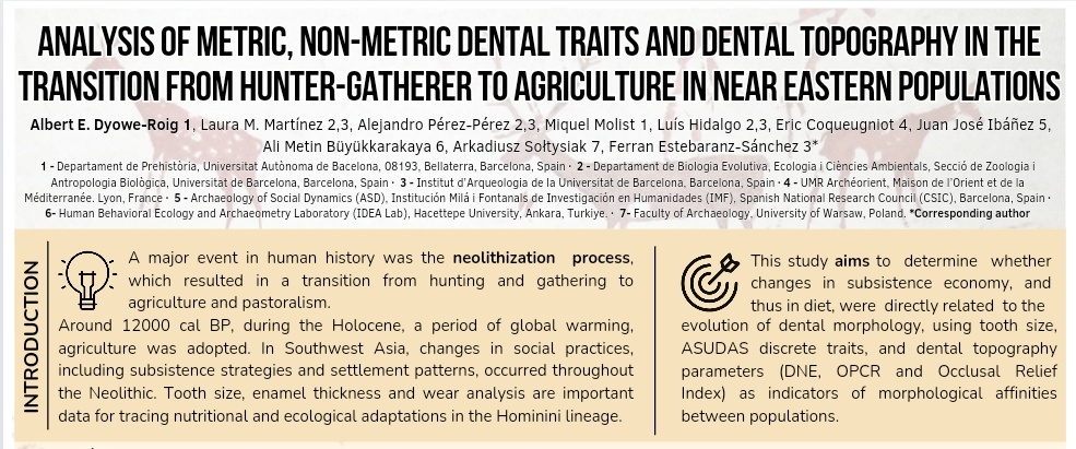Albert Epitíe Dyowe Roig (@epitie96) on Twitter photo Road to #ESHE2024 Zagreb, we will present our research "Analysis of metric, non-metric dental traits and dental topography in the transition from hunter-gatherer to agriculture in Near Eastern populations" in poster session 1 with <a href="/paleobaboon/">PaleoBaboon Research Project</a> #microtextooth, see you there! Road to #ESHE2024 Zagreb, we will present our research "Analysis of metric, non-metric dental traits and dental topography in the transition from hunter-gatherer to agriculture in Near Eastern populations" in poster session 1 with <a href="/paleobaboon/">PaleoBaboon Research Project</a> #microtextooth, see you there!
