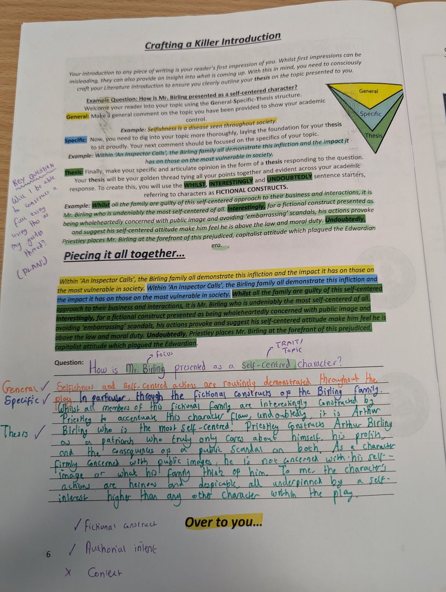 Really successful lesson crafting our introductions today 💪 Using our G-S-T structure has allowed us to develop a clear routine to consciously craft our openings 💭