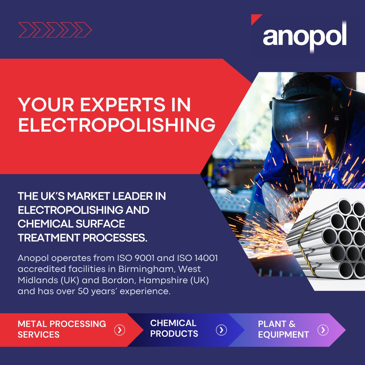 Anopol have decades of experience, quality accreditations and processes to assist with your your project

These include: 
✅ Increasing the quality of surface preparation
✅ Reducing machining and welding defects
✅ Ensuring maximum performance of parts

#anopol #electropolishing
