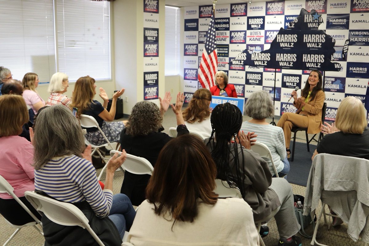 KamalaForVA's tweet image. Gov. @Michelle4NM joined Team Virginia to talk about the stakes of this election, why she’s ready for @KamalaHarris to be our next President, and that time VP Harris officiated her wedding 👀

Less than 60 days to go — let’s bring it home!