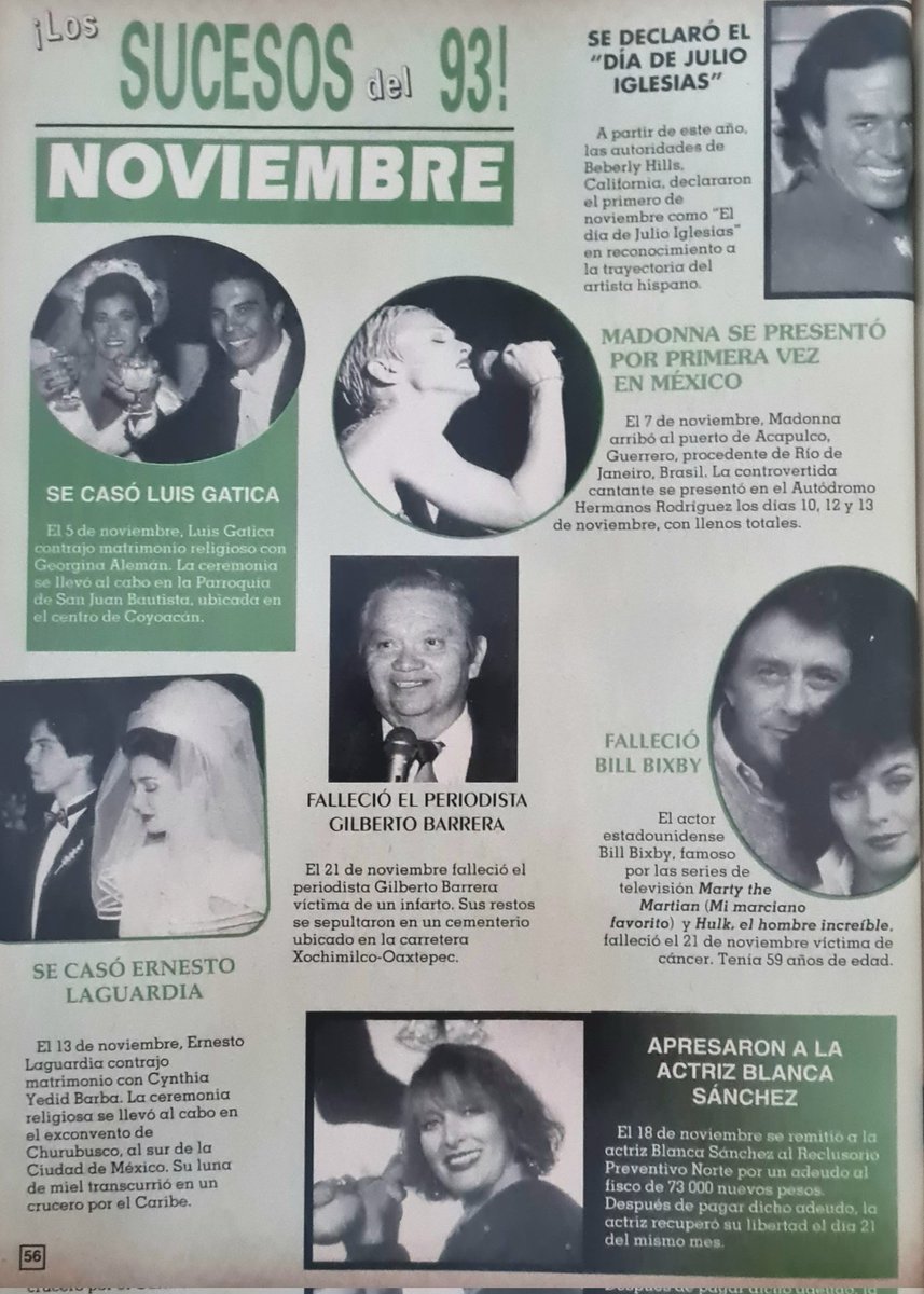 horadlanovela's tweet photo. Los sucesos de finales de 1993
Vía TVyNovelas
Captura: La Hora de la Novela
https://t.co/Za0twiHcMy #LuisGatica #Madonna #ErnestoLaguardia #GabrielaRoel #Chespirito https://t.co/D79bvBOjQu