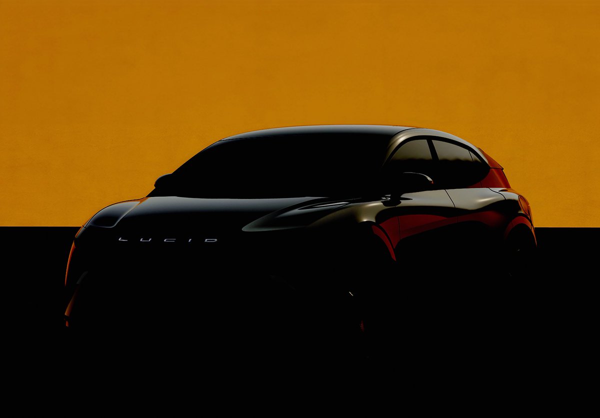 ntwork's tweet image. Here is the first public image of one of @LucidMotors midsize platform vehicles. Scheduled to start production in late 2026 with a starting price under $50,000.