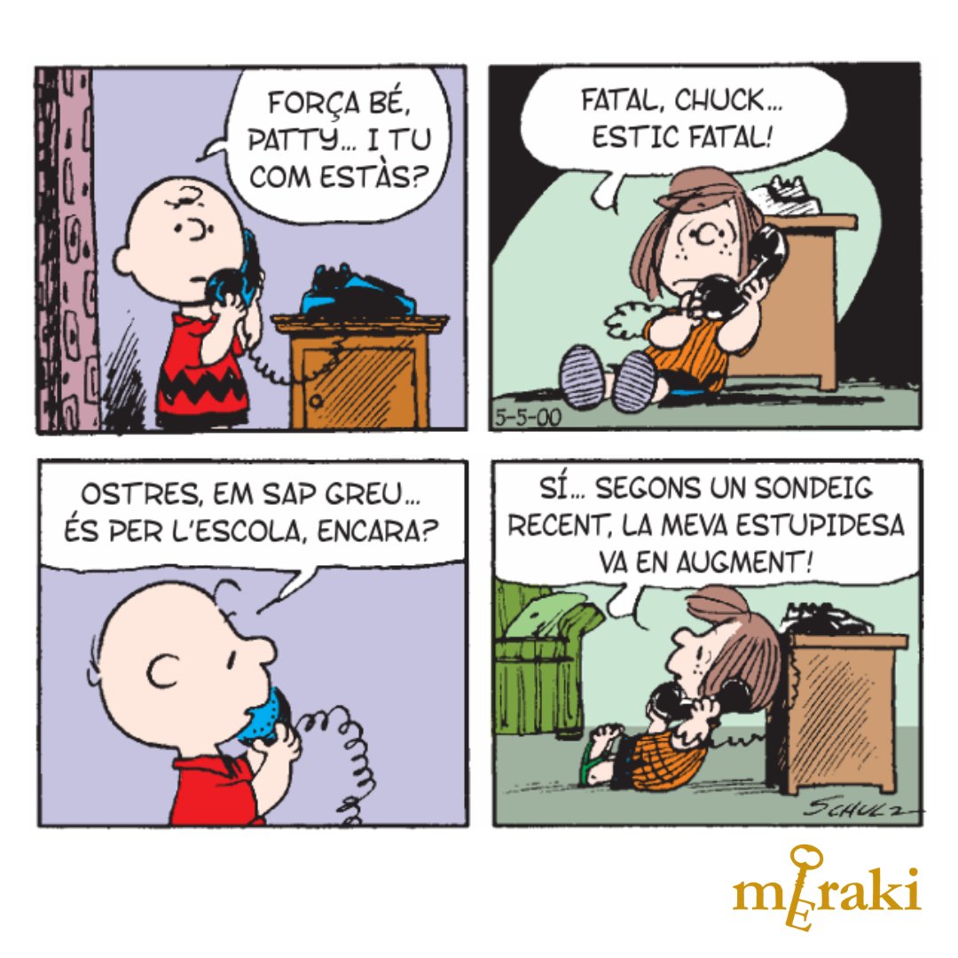 EditorialMeraki's tweet photo. Com ha anat el començament de curs? Esperem que millor que a la Patty!
#editorialmeraki #llibreencatalà #còmicencatalà #snoopy #peanuts #peanutscomics #charliebrown #charlesmschulz #schulz #literaturainfantilijuvenil #llibres https://t.co/nKR9UzWT3X