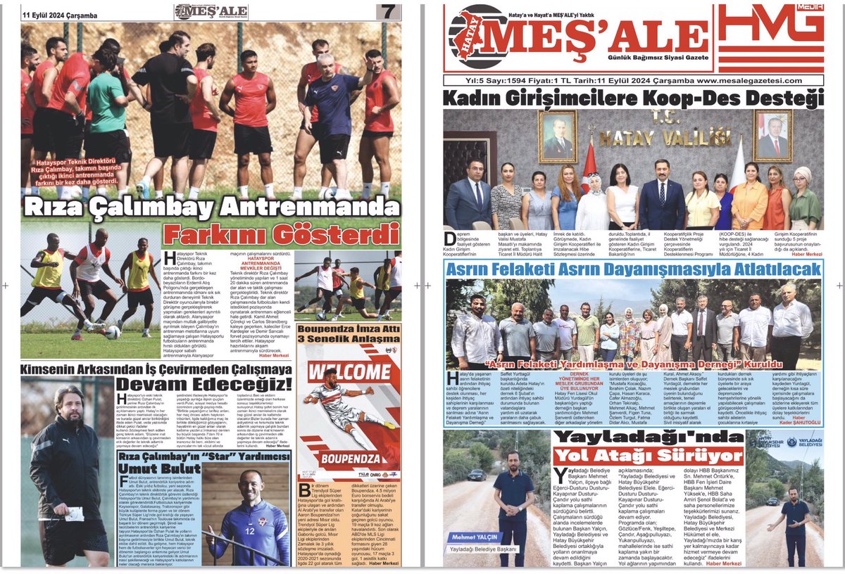 11/09/2024 Hatay Meş’Ale Gazetesi
<a href="/RTErdogan/">Recep Tayyip Erdoğan</a> <a href="/tcbestepe/">T.C. Cumhurbaşkanlığı</a> <a href="/Akparti/">AK Parti</a> <a href="/HuseyinYayman/">Hüseyin Yayman🇹🇷</a> #narin <a href="/HatayValiligi/">T.C. Hatay Valiliği</a> <a href="/MustafaMasatli/">Mustafa Masatlı</a> #naringüranicinadalet <a href="/Abdurrahmanini1/">Abdurrahman Çinçin</a> <a href="/cirkinoglu/">Şefik Çirkin</a> <a href="/inaciyapar/">İbrahim Naci Yapar</a> <a href="/OmerSolgun1964/">Omer Solgun</a> <a href="/nerminyldrmkara/">Nermin Yıldırım KARA</a> <a href="/hataymuftulugu/">Hatay İl Müftülüğü</a> <a href="/HikmetBilgil/">HİKMET BİLGİL🇹🇷🇹🇷🇹🇷</a> <a href="/1907unifeb/">1907 ÜNİFEB</a> <a href="/yayladagi_k/">Yayladağı Kaymakamlığı</a>