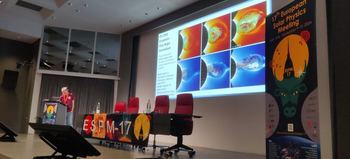 hsocasnavarro's tweet photo. "Simulations are getting so big and complicated that it's becoming nearly as difficult to look for something in them as it is to go and observe it in the real Sun"
Benjamin Lynch en @Solar_EPS meeting #ESPM24 https://t.co/G0DKWPr3SG