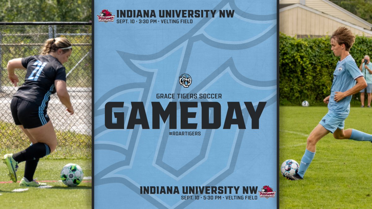 <a href="/Grace_MSoccer/">Grace Christian Men's Soccer</a> and <a href="/Grace_WSoccer/">Grace Christian Women's Soccer</a> are back in action today at Velting Field - women kick off at 3:30 PM, men at 5:30 PM! 🐯⚽️

Watch live: youtube.com/@gracetigernet…