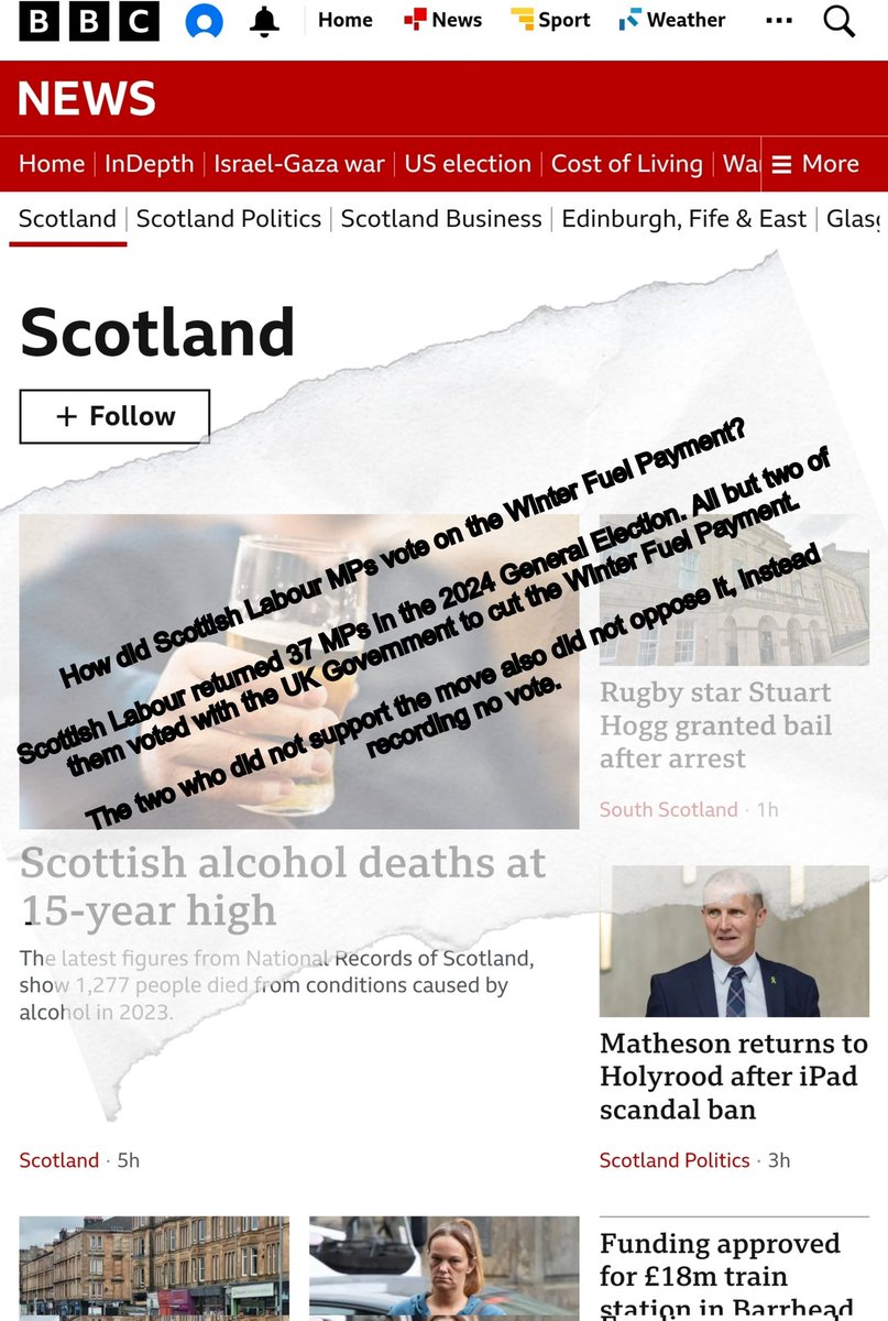 curlowurly's tweet image. No mention on @BBCScotlandNews Web page of Scottish Labour voting to remove universal winter fuel payments, a policy which will harm Scottish pensioners. Replaced by splash on Alcoholism to reflect badly on @theSNP min pricing. Manipulation by omission &amp;amp; destraction #CorruptBBC