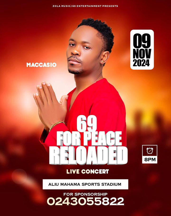 TiyumbaAfrica's tweet photo. Maccasio, One of Northern Ghana's Big Hip-hop Stars has announced the date of his upcoming "69 FOR PEACE" Concert.
As 2024 is a General Election Year for Ghana, the artist has find ways of promoting peace among the youth and Adults.
@maccasio1 #694peace
https://t.co/PNU9H6Mo1r https://t.co/ueMnR6h5aC