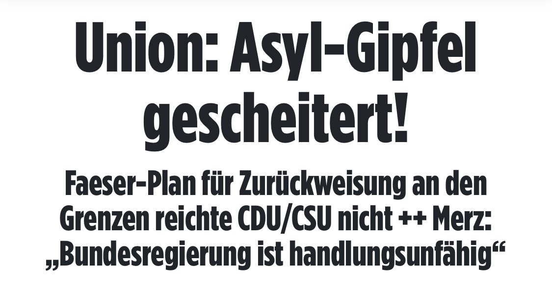 Die Ampel handelt in der Migrationspolitik so weitgehend wie es keine CDU-Regierung jemals getan hat und Merz erklärt (über die BILD), die Ampel sei “handlungsunfähig” und bricht die Gespräche ab. Merz beweist seine Populismusfähigkeit, nicht seine Kanzlerfähigkeit.