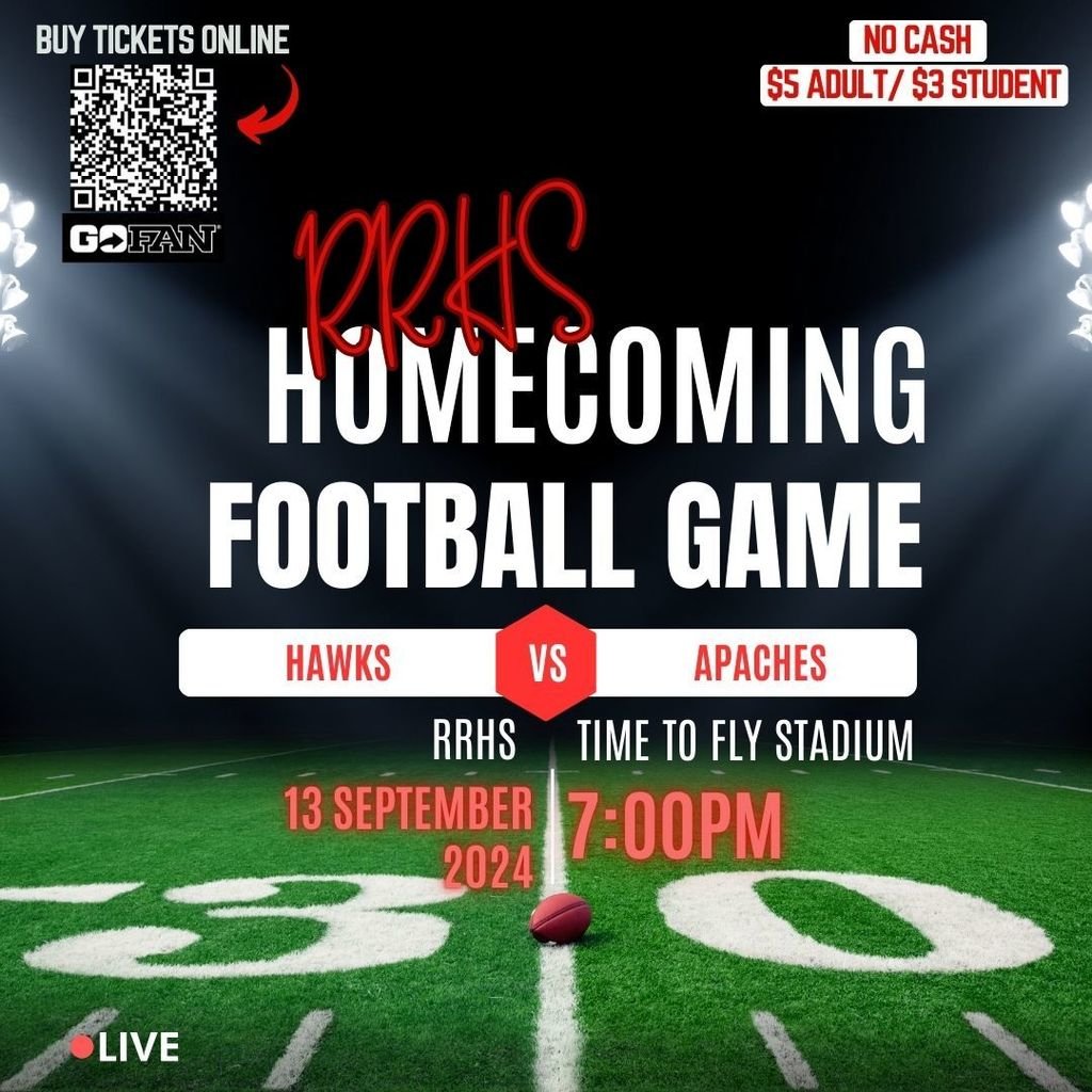 Homecoming Football Game this Friday 9/13!  Tickets are offered online only! NO CASH. 

🚨 USED passes or screenshots will not be accepted 🚨 
Must be LIVE tickets or entry will be denied 

Tickets 🎟 
gofan.co/event/1565775?…