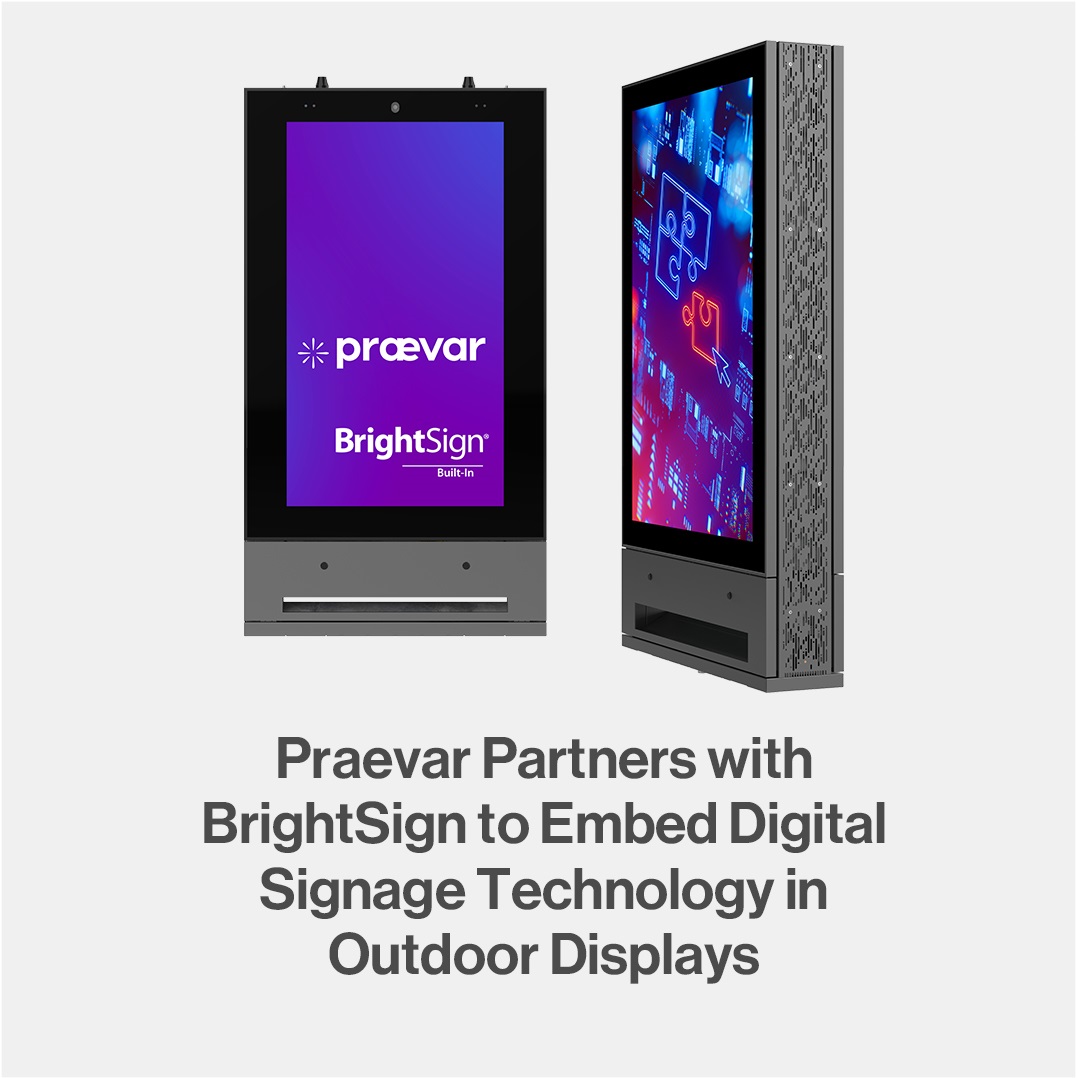 .<a href="/PraevarDisplays/">Praevar</a> has partnered with <a href="/BrightSign/">BrightSign</a> to integrate its #DigitalSignage tech into outdoor-rated #displays. The solution offers 4K resolution, high brightness, and weather protection, providing an easy-to-use platform to boost #outdoor marketing efforts for businesses.