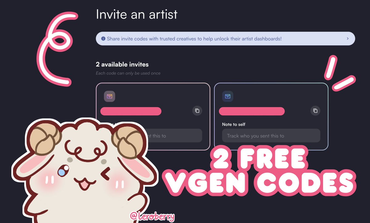 🎀 #VGenCode Giveaway 🎀
I have two #VGen codes that I wanna share >w<

To join please like &amp; RT and share your art or portfolio below! Following me on here or VGEN is optional but very much appreciated :3

I’ll pick winners on September 16! Good luck~
￼