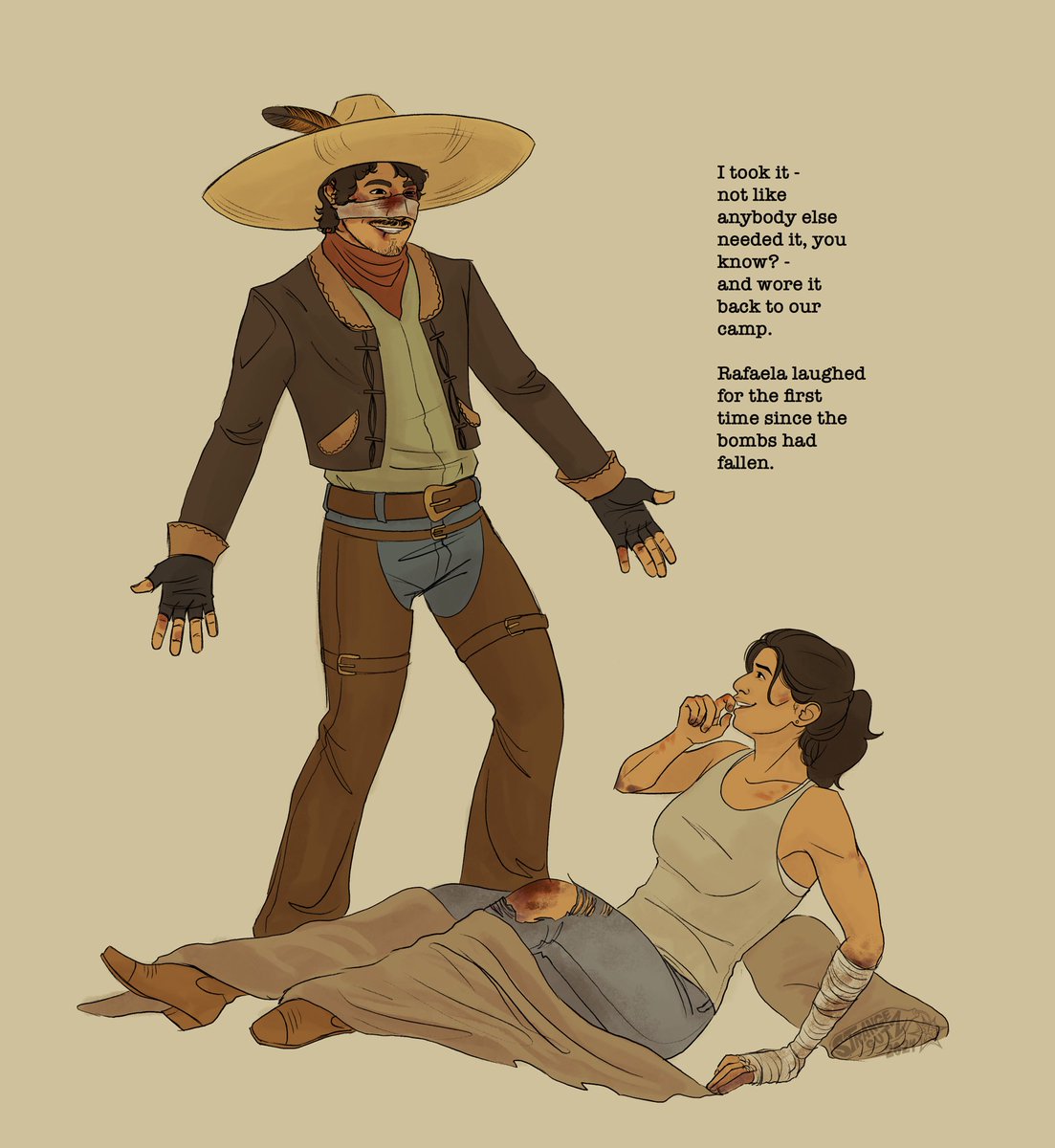 I was just looking for something I could slice up to wrap my burns when I saw the vaquero outfit hanging on the rack, like it hadn't been touched. #falloutnewvegas #fallout #newvegas