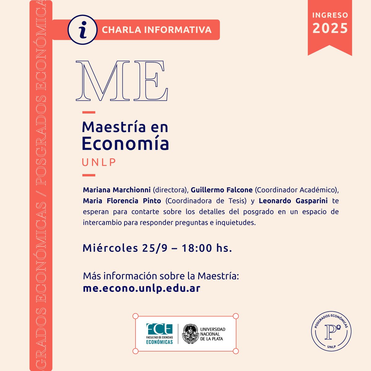 IIE - Instituto de Investigaciones Económicas (@iieunlp) on Twitter photo HOY! 🕕18:00 hs. 🔗 Zoom: zoom.us/j/91529702650
Si estás pensando en arrancar una maestría en 2025 no te pierdas la reunión informativa virtual de la Maestría en Economía de la UNLP <a href="/economicas_unlp/">Ciencias Económicas UNLP</a>
Más info en: me.econo.unlp.edu.ar
¡Te esperamos! HOY! 🕕18:00 hs. 🔗 Zoom: zoom.us/j/91529702650
Si estás pensando en arrancar una maestría en 2025 no te pierdas la reunión informativa virtual de la Maestría en Economía de la UNLP <a href="/economicas_unlp/">Ciencias Económicas UNLP</a>
Más info en: me.econo.unlp.edu.ar
¡Te esperamos!