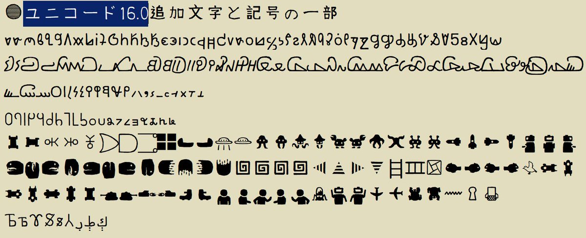 qvarie's tweet image. #昨日は何の日 #unicode16 9/10にユニコード16.0が正式公開され、かなりおめでたいです。トズリ文字やガライ文字、トゥールー文字などが新たに採用され、既存文字や絵文字などの種類が更に増加したことも感激ものです。画像はプランゴシックP2とXim Sans Handwrittenに含まれている新規追加文字です。