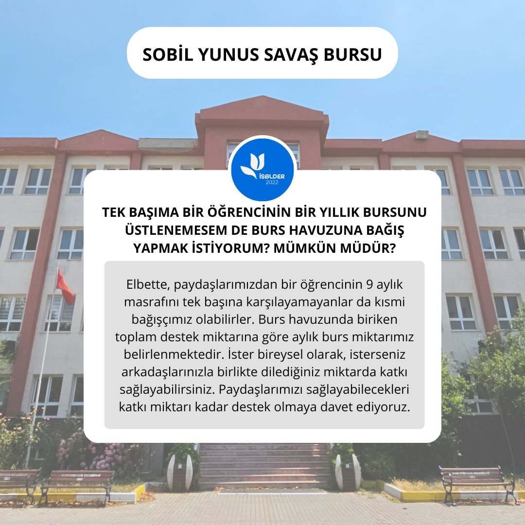 SOBİL YUNUS SAVAŞ BURSU HAKKINDA MERAK EDİLENLER