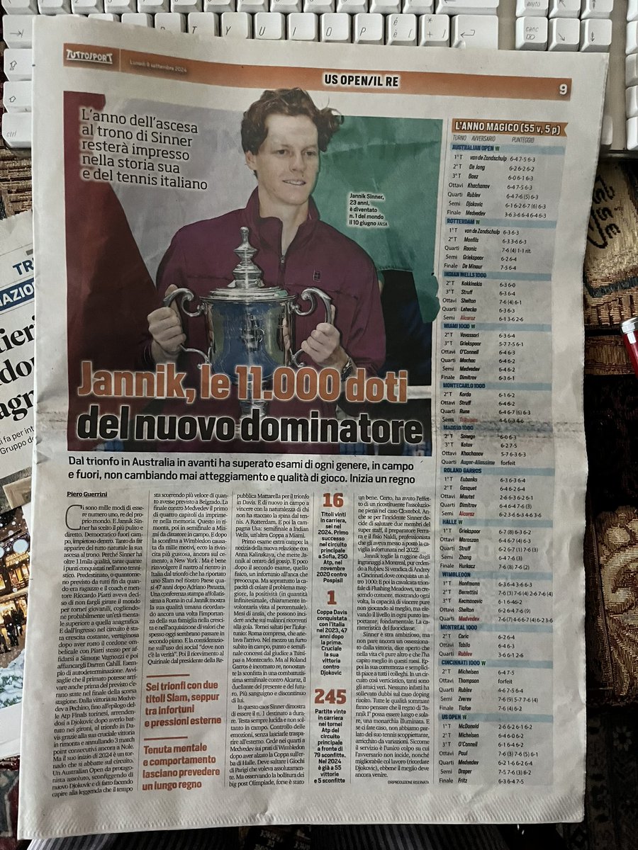 paoloangeloRF's tweet photo. #guerrini”ci sono mille modi di essere n1 re del proprio mondo e #sinner ha scelto il più pulito e diretto democratico fuori dal campo impietoso dentro tanto da far apparire naturale la sua ascesa al trono..predestinato o quanto meno previsto da tutti fin da quando era ragazzo https://t.co/n7UA6xsVwF